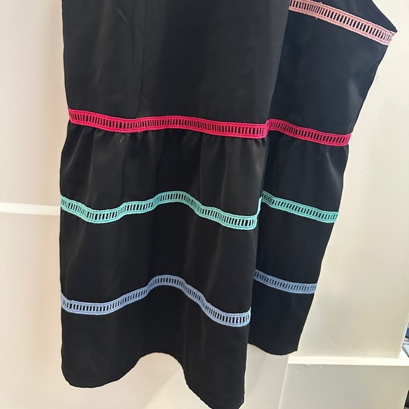 Yacun Women’s Black High Neck Colourful Stripe Peplum Tank Top Size Small - Picture 3 of 10